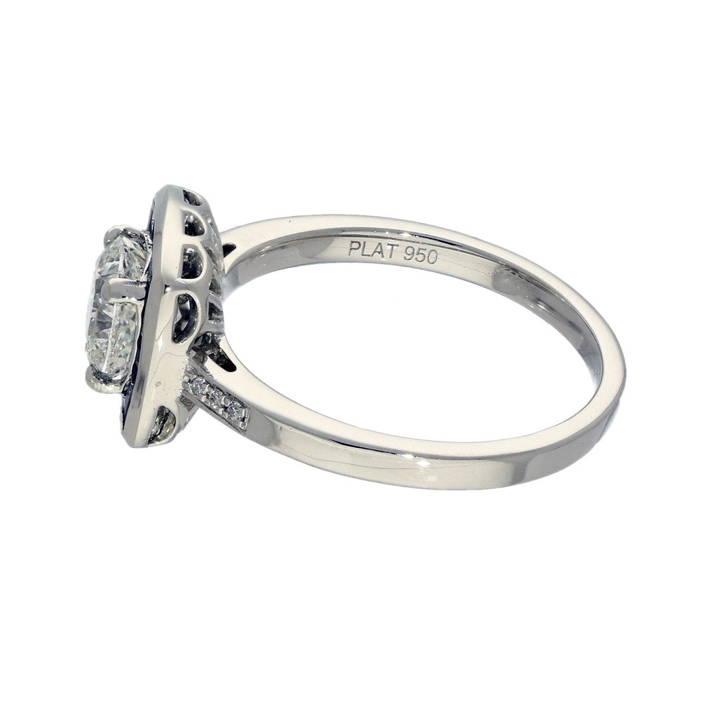 Pre-owned Platinum Certificated Diamond & Sapphire Halo Ring
