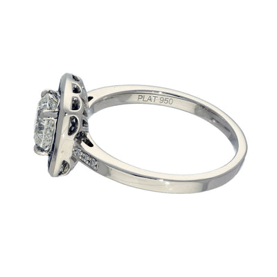Pre-owned Platinum Certificated Diamond & Sapphire Halo Ring