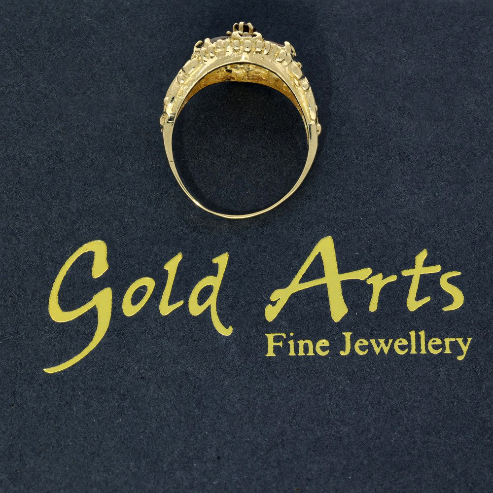 Pre-owned 9ct Yellow Gold Garnet Cluster Vintage Ring