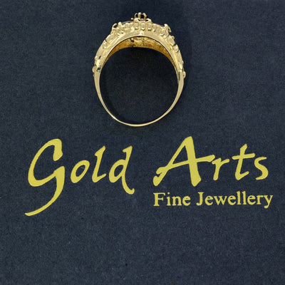 Pre-owned 9ct Yellow Gold Garnet Cluster Vintage Ring