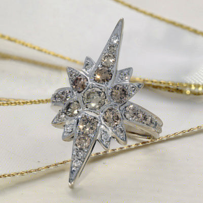 Pre-owned 18ct White Gold 1.25ct Cinnamon Diamond North Star Ring