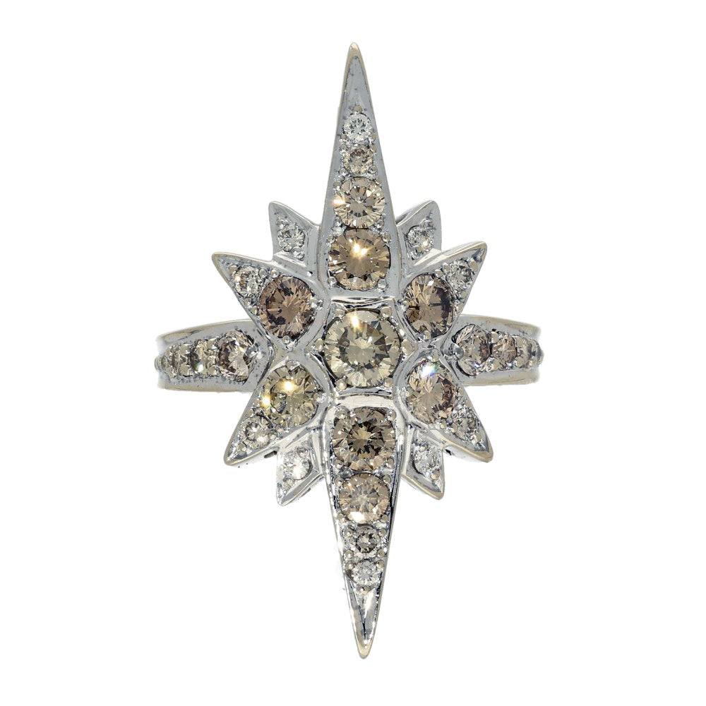 Pre-owned 18ct White Gold 1.25ct Cinnamon Diamond North Star Ring