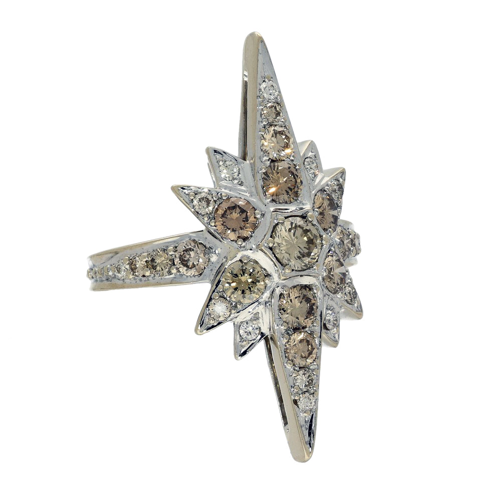 Pre-owned 18ct White Gold 1.25ct Cinnamon Diamond North Star Ring
