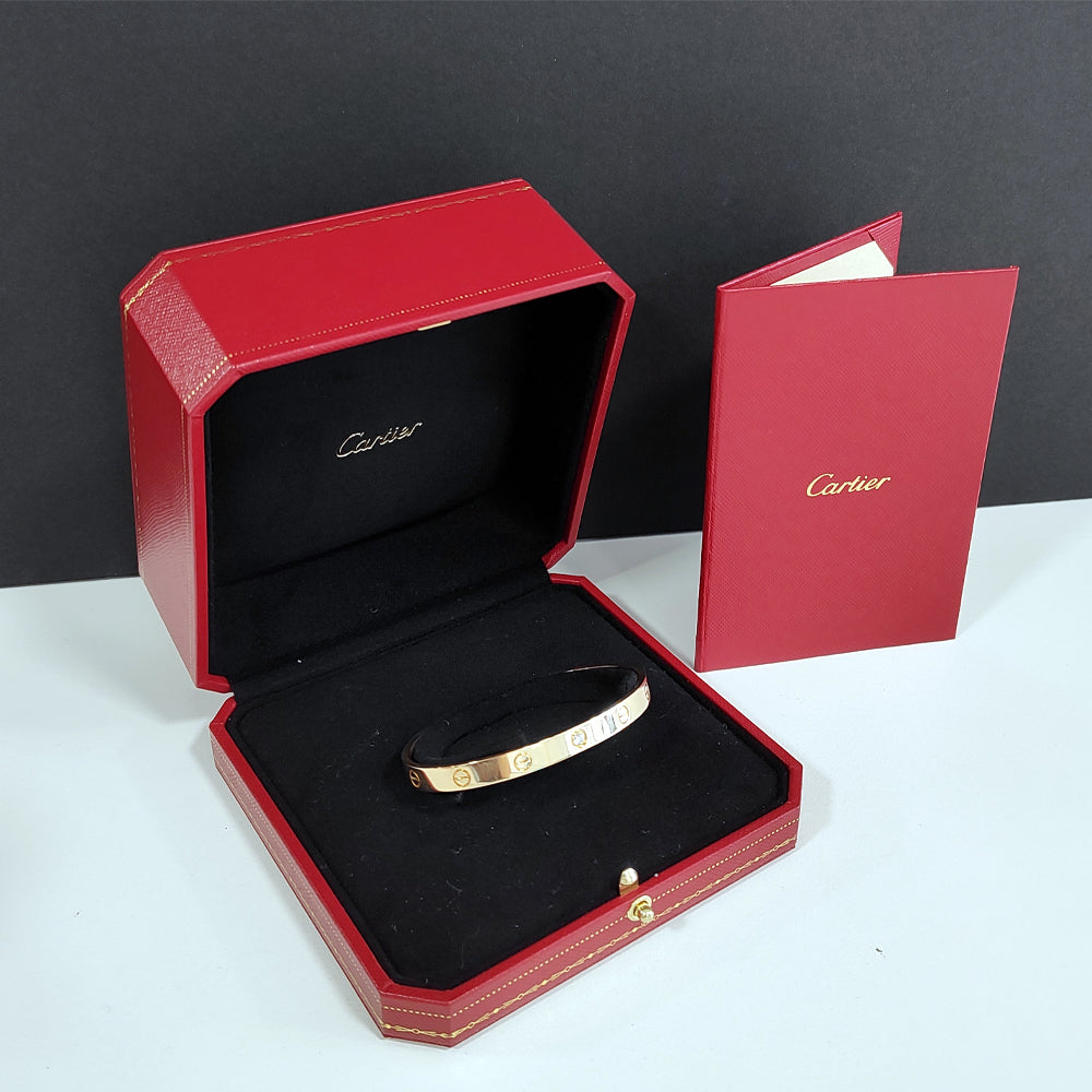 Pre-owned 18ct Yellow Gold Cartier LOVE 1 Diamond Open Bangle Size 18 Torque Bracelet