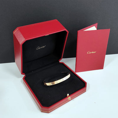 Pre-owned 18ct Yellow Gold Cartier LOVE 1 Diamond Open Bangle Size 18 Torque Bracelet