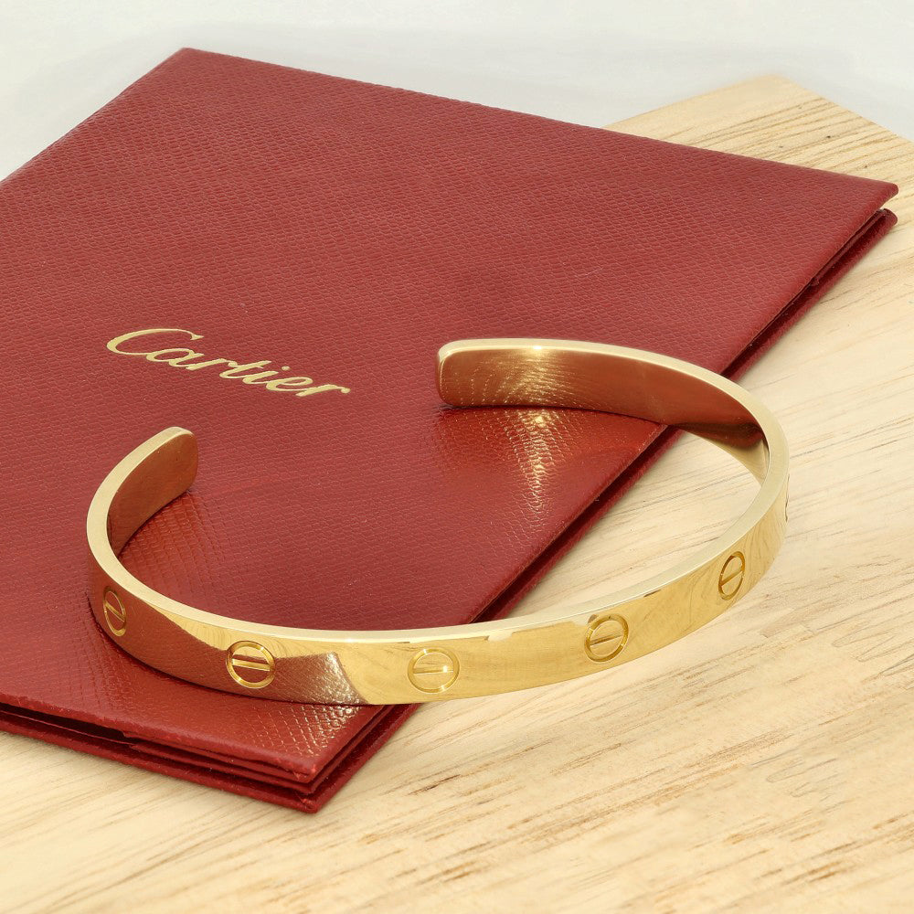 Pre-owned 18ct Yellow Gold Cartier LOVE Bangle, Open, Classic Model Size 19 Torque Bracelet