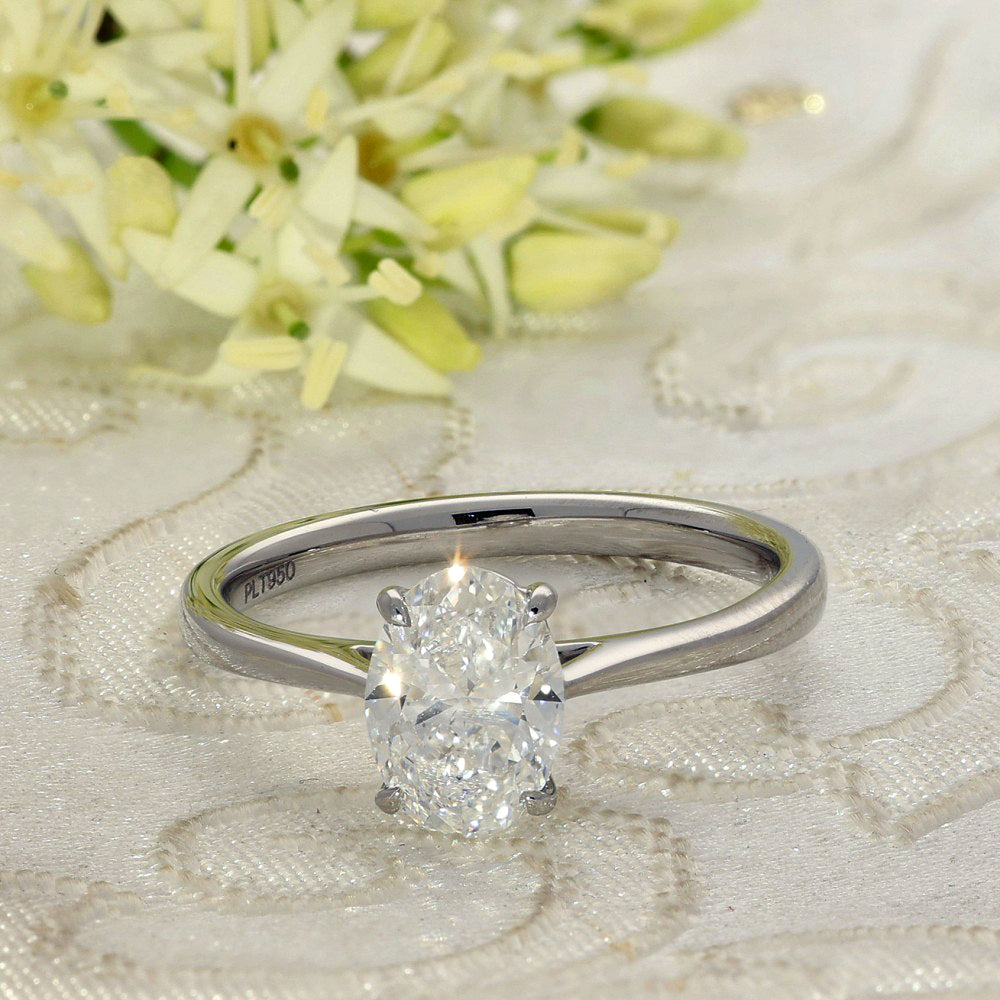 Platinum Laboratory-Grown 1.25ct Oval Cut Diamond Solitaire Ring