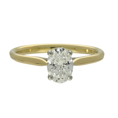 18ct Yellow Gold Certificated 0.80ct Oval Diamond Solitaire