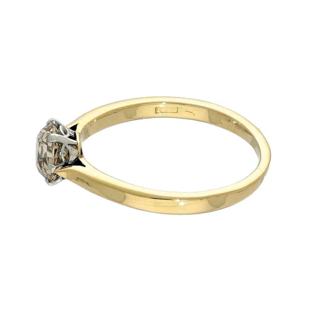 Antique 0.98ct Old Cut Diamond VVS Cinnamon Solitaire Engagement Ring