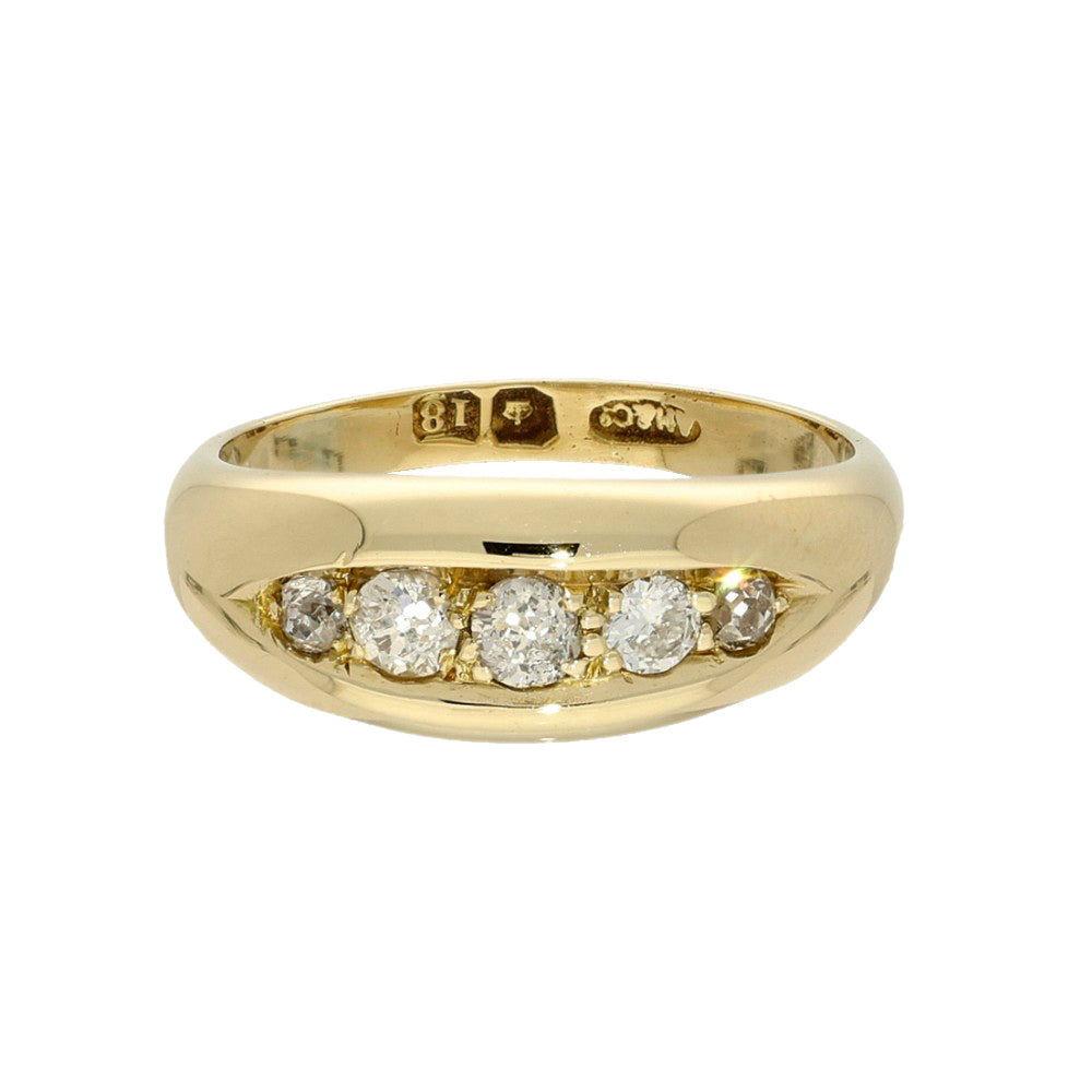 Vintage 18ct Yellow Gold Old Cut Diamond Gypsy Ring