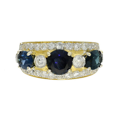 Pre-loved 18ct Yellow Gold Sapphire & Diamond Cocktail Ring