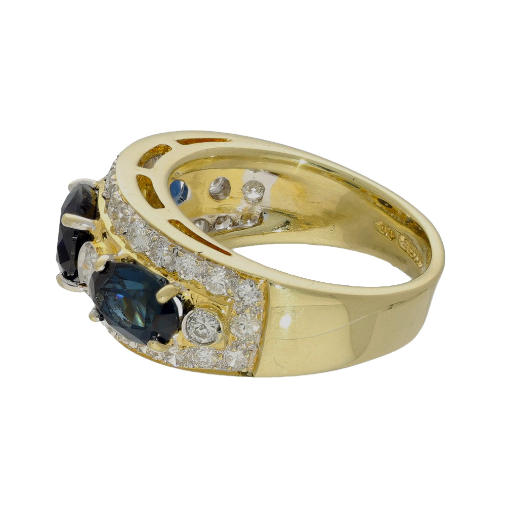 Pre-loved 18ct Yellow Gold Sapphire & Diamond Cocktail Ring