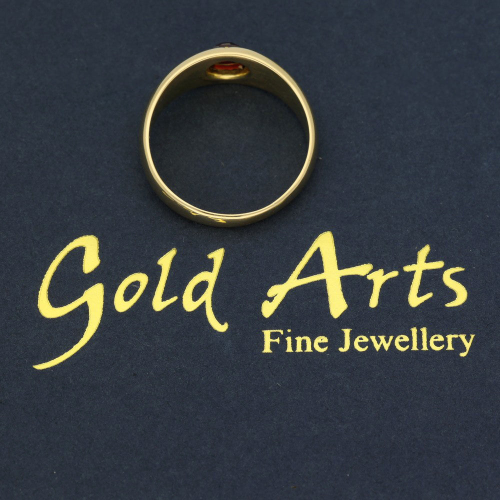 Vintage 18ct Yellow Gold & Red Stone Gypsy Signet Ring c.1914
