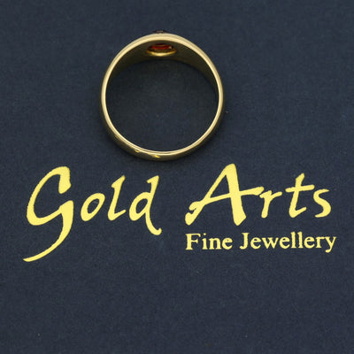 Vintage 18ct Yellow Gold & Red Stone Gypsy Signet Ring c.1914