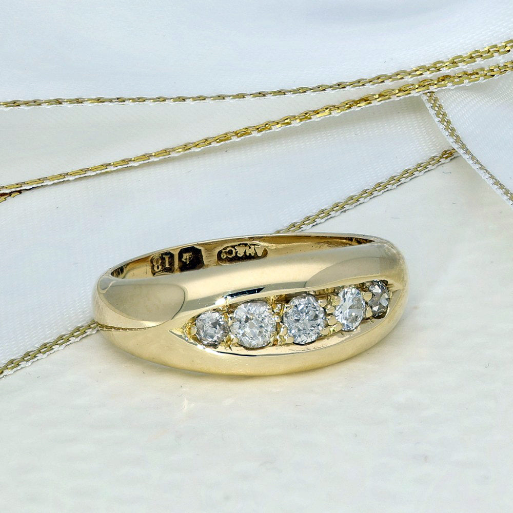 Vintage 18ct Yellow Gold Old Cut Diamond Gypsy Ring
