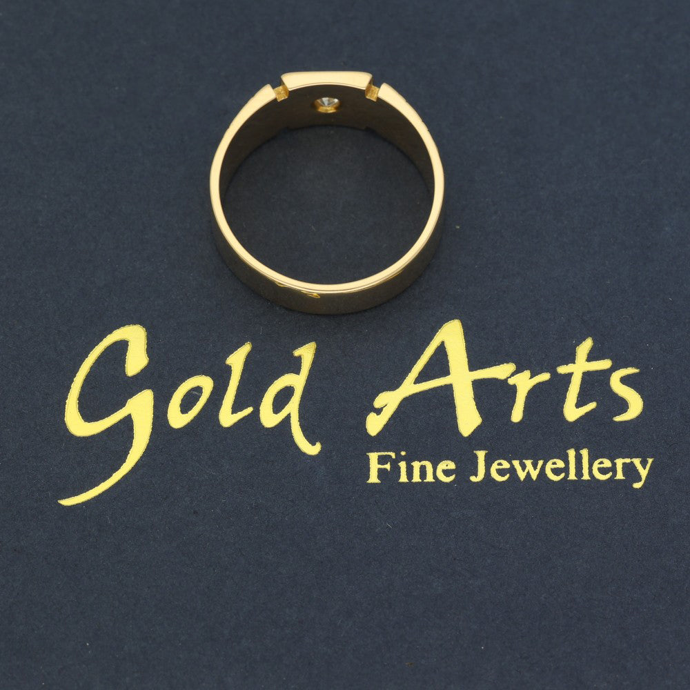 Vintage 18ct Yellow Gold & Diamond Square Patterned Signet Ring c.1925