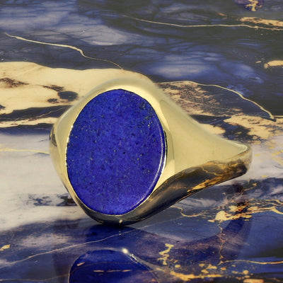 Vintage 18ct Yellow Gold Lapis Lazuli Signet Ring 1960's