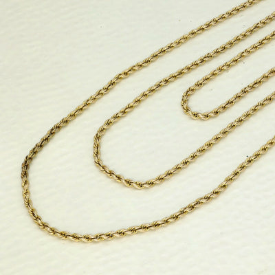 Vintage 15ct Yellow Gold Graduated 3 Row Rope Chain Necklace