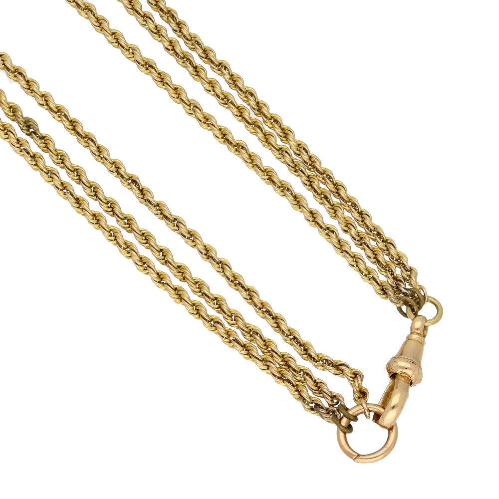 Vintage 15ct Yellow Gold Graduated 3 Row Rope Chain Necklace