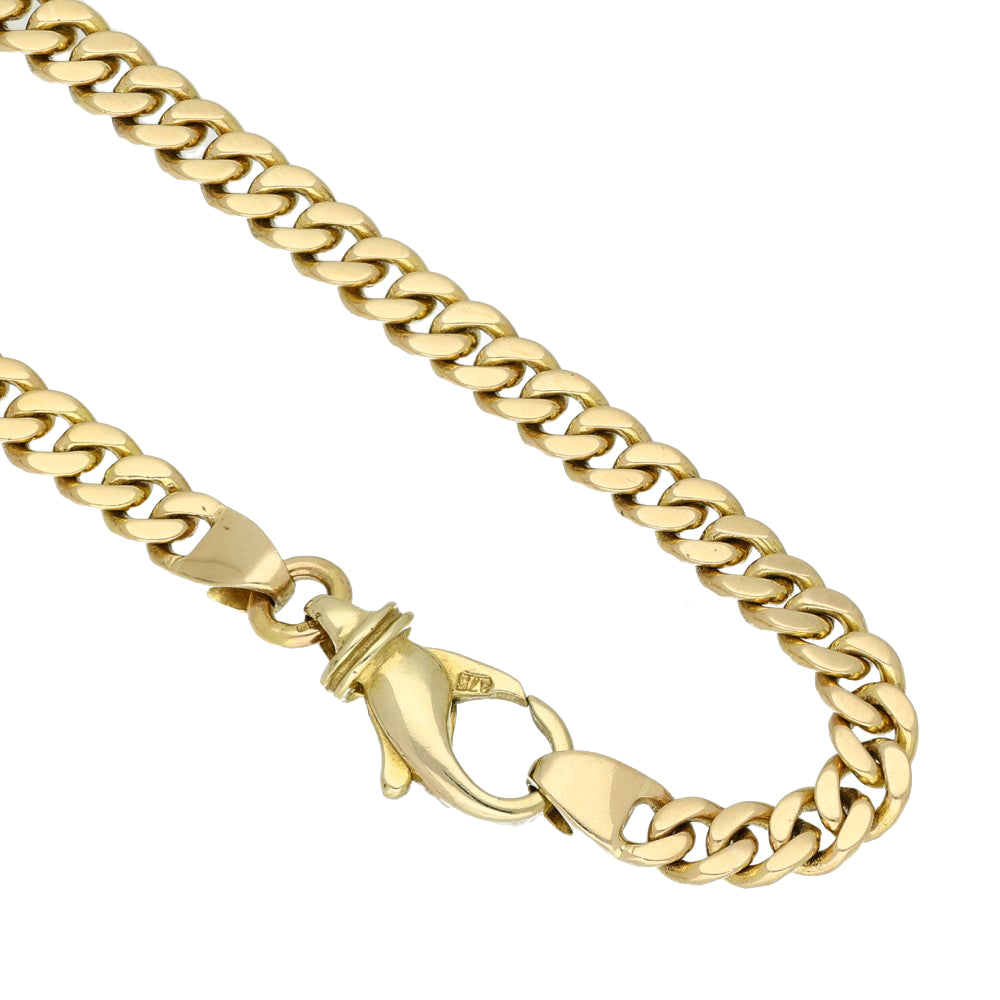 Pre-owned Bezel Set White Sapphire 9ct Yellow Gold Curb Link Chain Necklace 16"