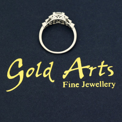 Pre-Loved Platinum Certificated 1ct Emerald Cut Diamond Art Deco Style Ring