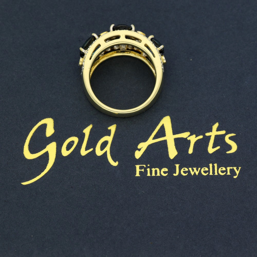 Pre-loved 18ct Yellow Gold Sapphire & Diamond Cocktail Ring