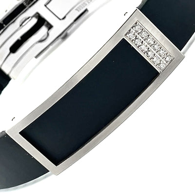 Stainless Steel & Diamond Déco Art by Bunz Rubber Bracelet