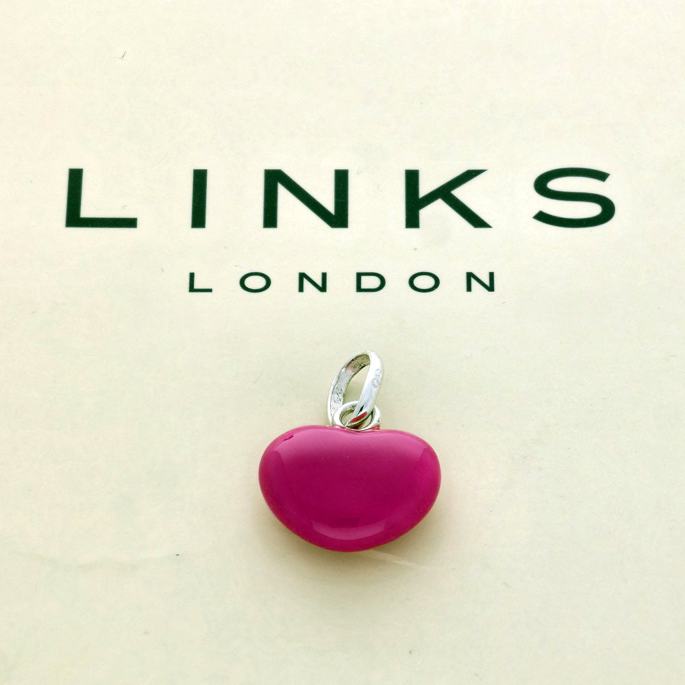 Pre-loved Links of London Hot Pink Enamel & Silver Love Heart Charm