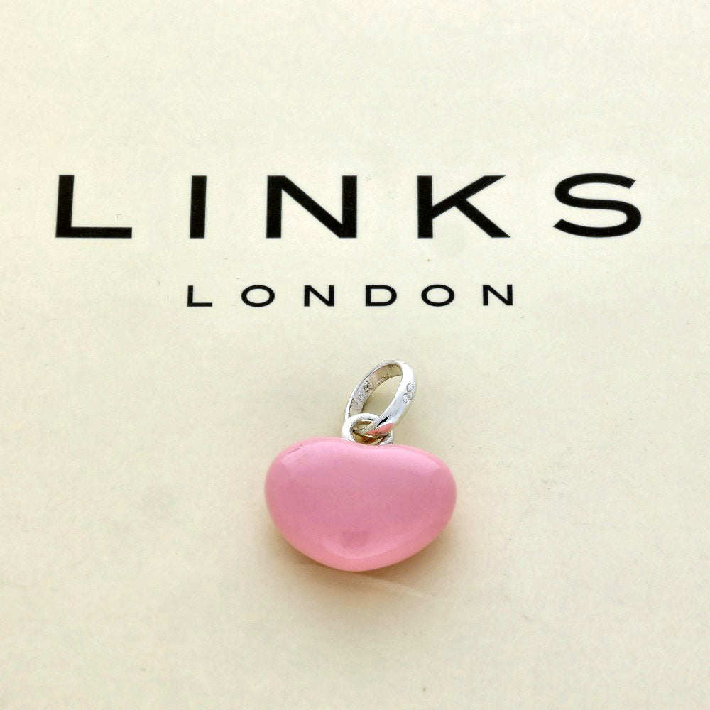 Pre-loved Links of London Pink Enamel & Silver Love Heart Charm