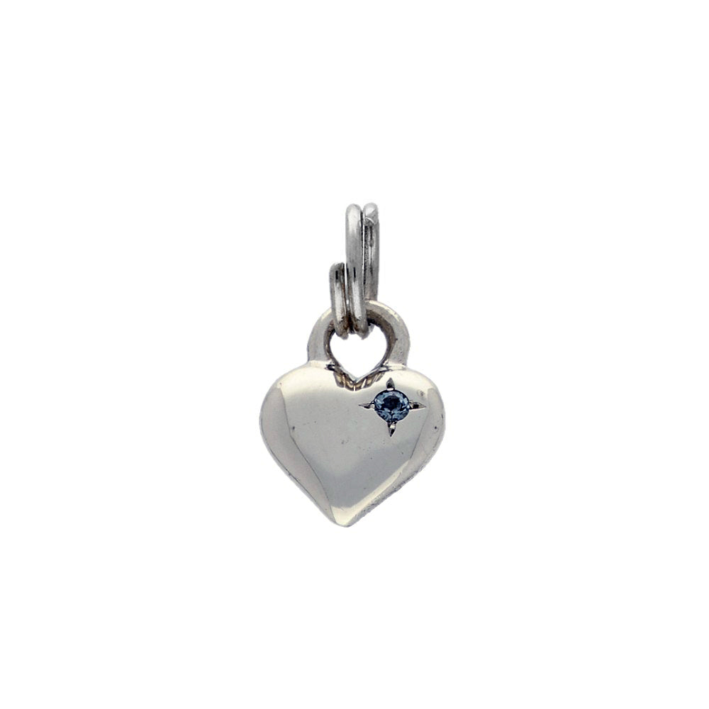 Pre-loved Links of London Silver Mini Heart Blue Gem Charm - March Birthstone