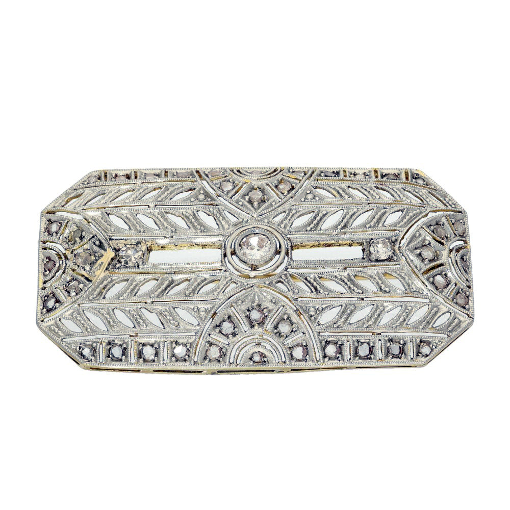 Pre-owned Art Deco 18ct Gold Old Cut Diamond Antique Brooch