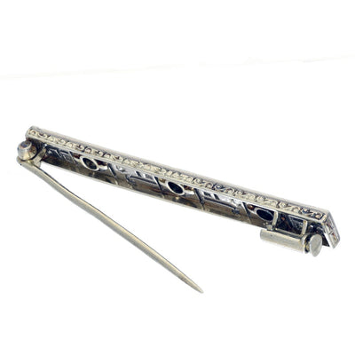 Pre-owned Art Deco 18ct & Platinum Old Cut Diamond Antique Bar Brooch