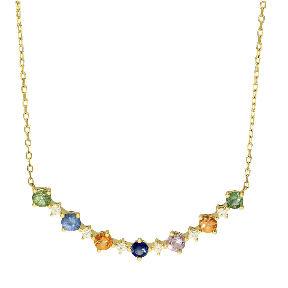 18ct Yellow Gold Multi Coloured Sapphire Diamond Statement