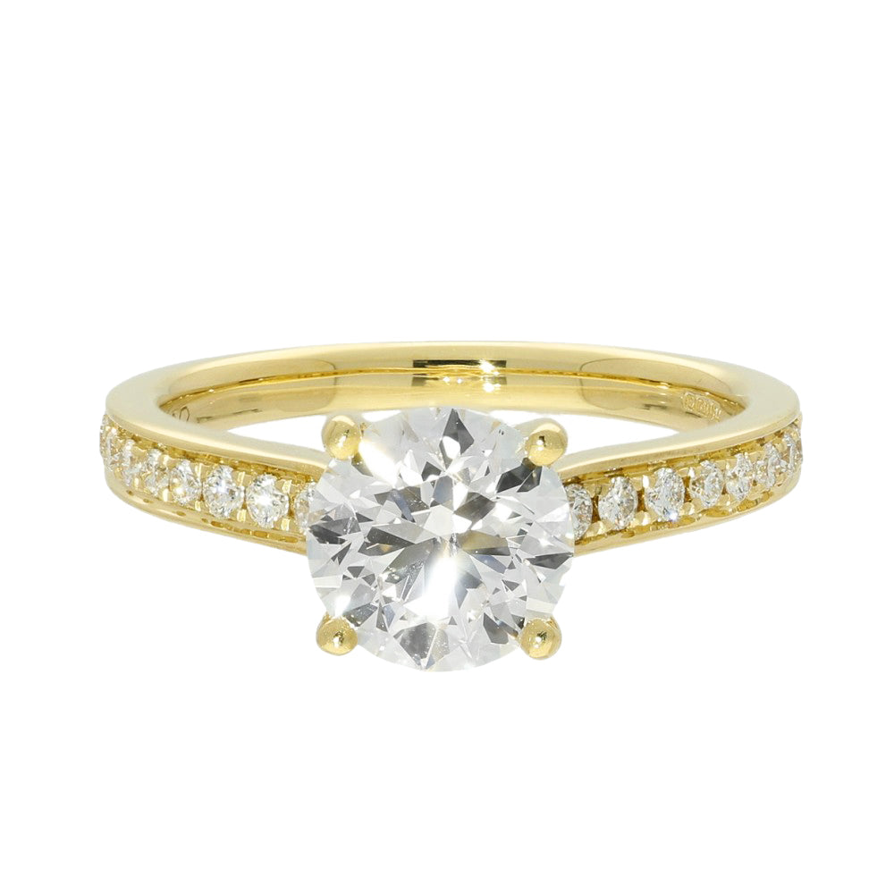 18ct Yellow Gold Laboratory-Grown 1.50ct Diamond Solitaire Ring with Diamond Shoulders