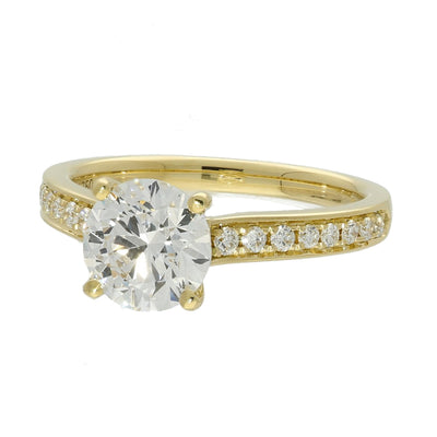 18ct Yellow Gold Laboratory-Grown 1.50ct Diamond Solitaire Ring with Diamond Shoulders