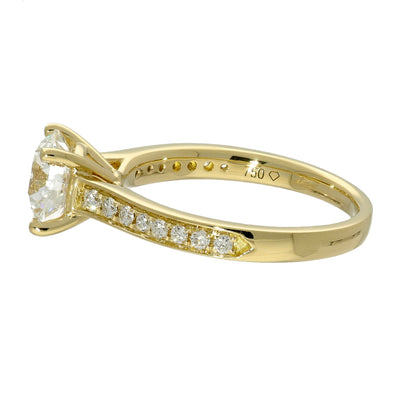 18ct Yellow Gold Laboratory-Grown 1.50ct Diamond Solitaire Ring with Diamond Shoulders