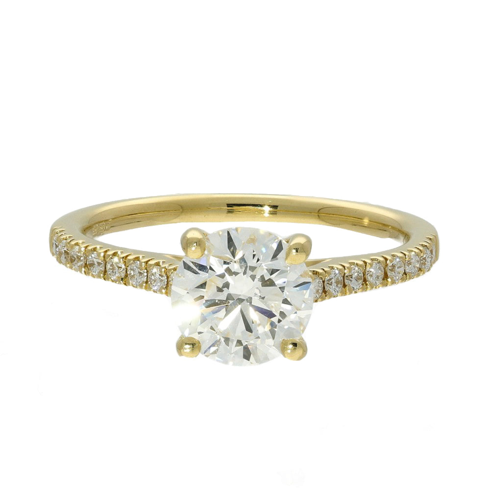 18ct Yellow Gold Laboratory-Grown 1.50ct Diamond Solitaire Ring with Diamond Shoulders