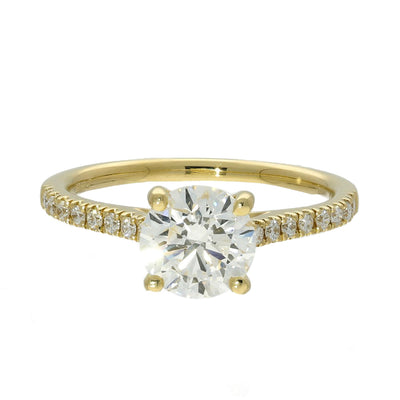 18ct Yellow Gold Laboratory-Grown 1.50ct Diamond Solitaire Ring with Diamond Shoulders