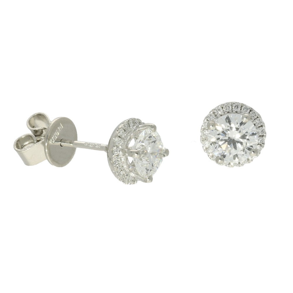 Platinum Laboratory-Grown Diamond Halo Stud Earrings 1.57ct