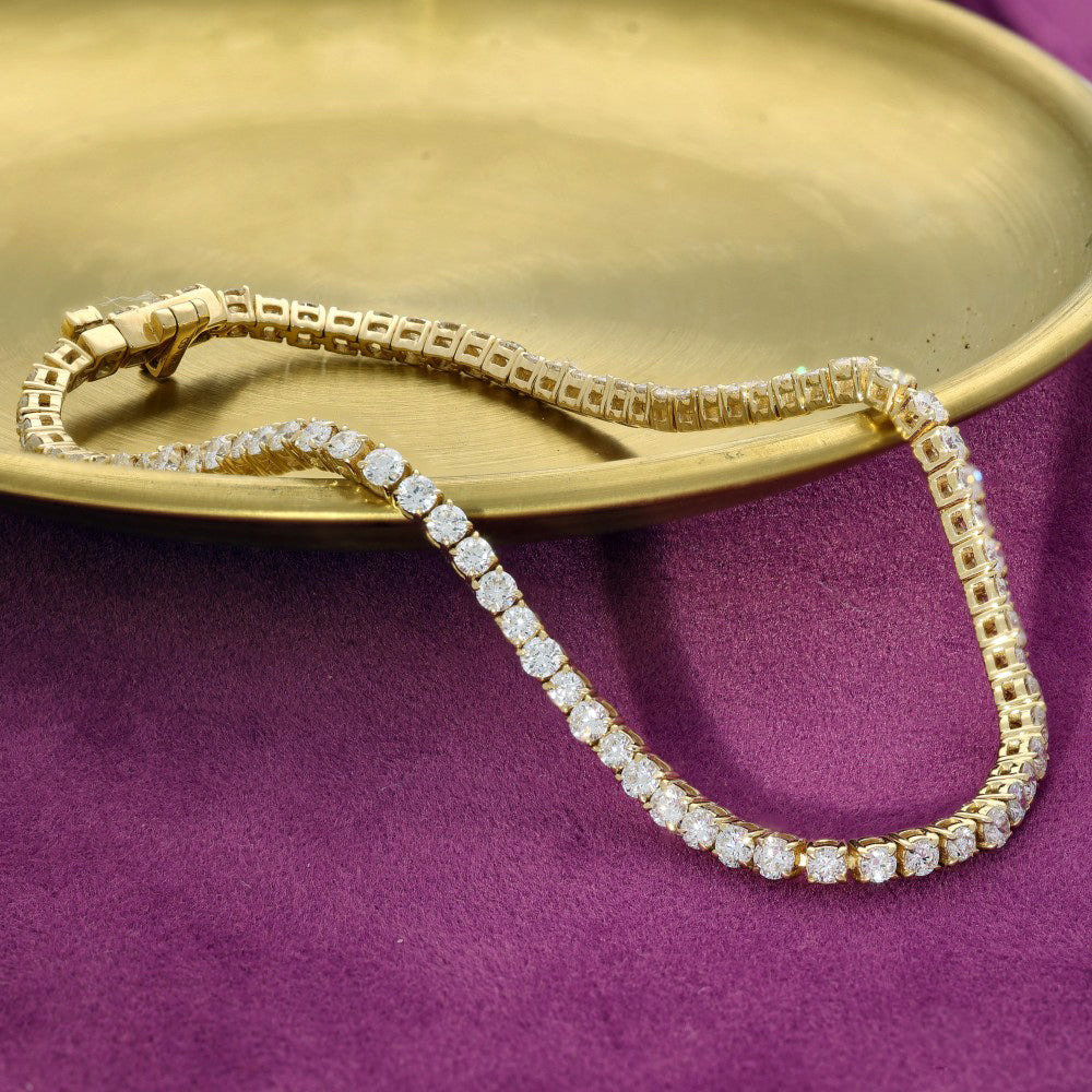 18ct Yellow Gold Laboratory-Grown Diamond Tennis Bracelet - 3.00ct