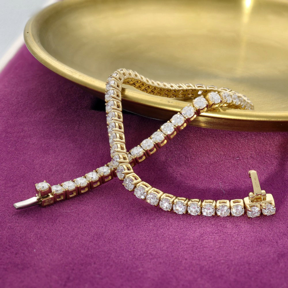 18ct Yellow Gold Laboratory-Grown Diamond Tennis Bracelet - 5.00ct