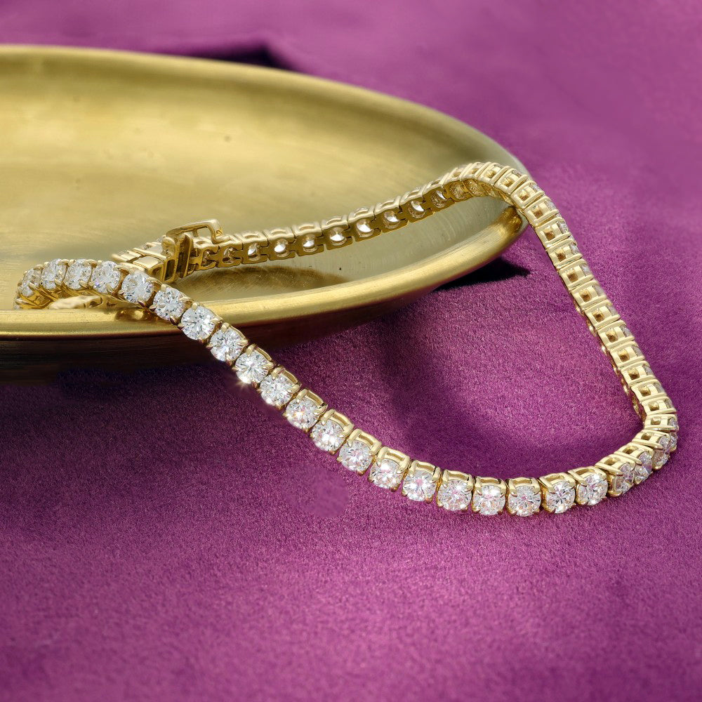 18ct Yellow Gold Laboratory-Grown Diamond Tennis Bracelet - 5.00ct