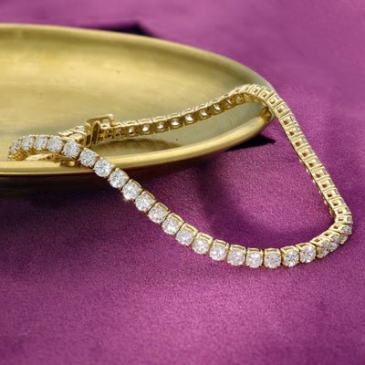 18ct Yellow Gold Laboratory-Grown Diamond Tennis Bracelet - 5.00ct