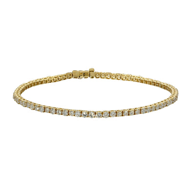 18ct Yellow Gold Laboratory-Grown Diamond Tennis Bracelet - 3.00ct