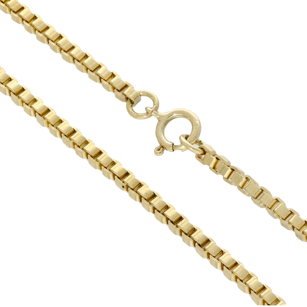 Pre-owned 9ct Yellow Gold Box Link Chain Choker 15"