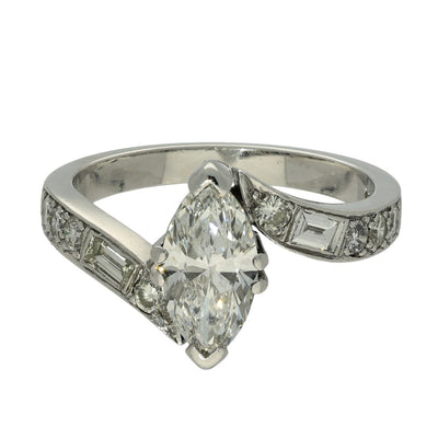 Pre-loved Platinum Marquise Cut Diamond Shoulders Twist Ring