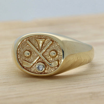 Pre-owned 9ct Yellow Gold Golf Signet Ring