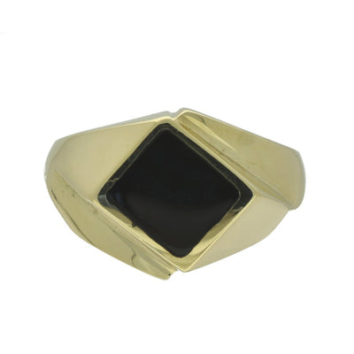 Pre-owned 14ct Yellow Gold & Black Onyx Signet Ring