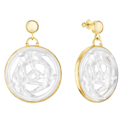 Lalique Trois Hirondelles Earrings 18ct Gold Vermeil & Clear Crystal