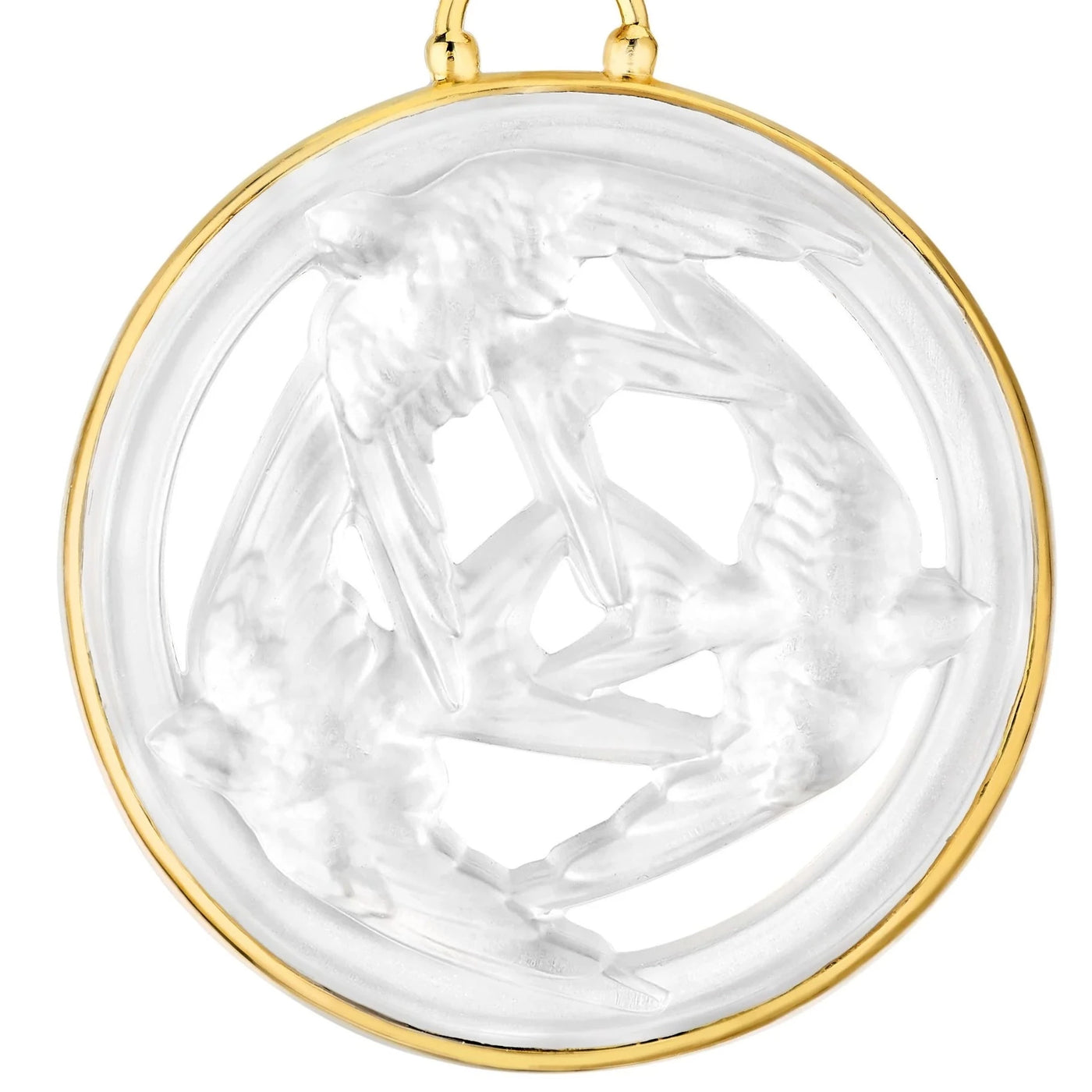 Lalique Trois Hirondelles Earrings 18ct Gold Vermeil & Clear Crystal